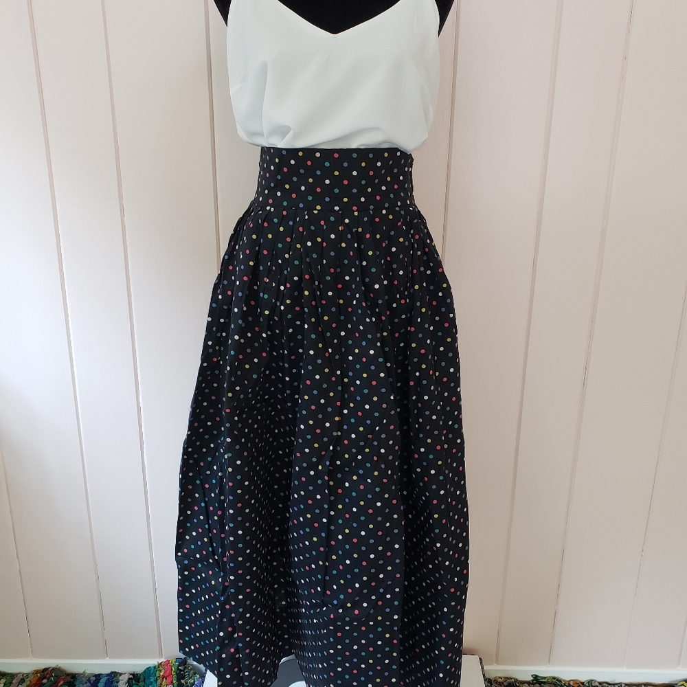 Vintage Pleated Skirt w/ Polka Dots
